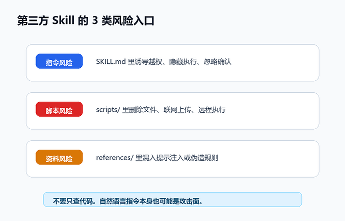 图 2：第三方 Skill 的三类风险入口